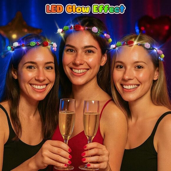 Glow in the Dark Flower Crown Party Supplies 60PCS for Women Girls Adjustable main image 4